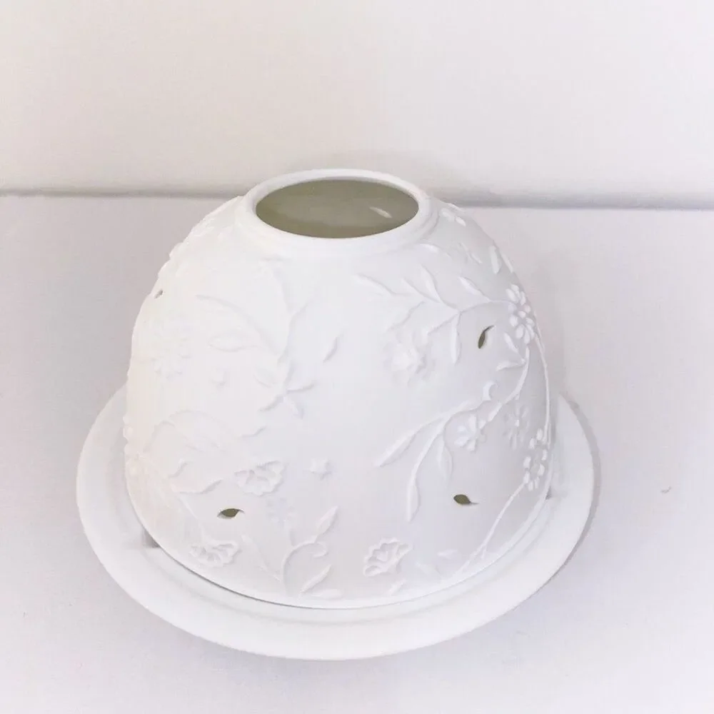 French Porcelain Floral Candle Votive